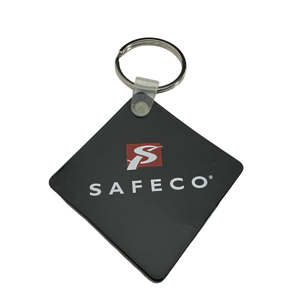 Safeco Black Diamond Shape Metal Key Chain Ring Holder